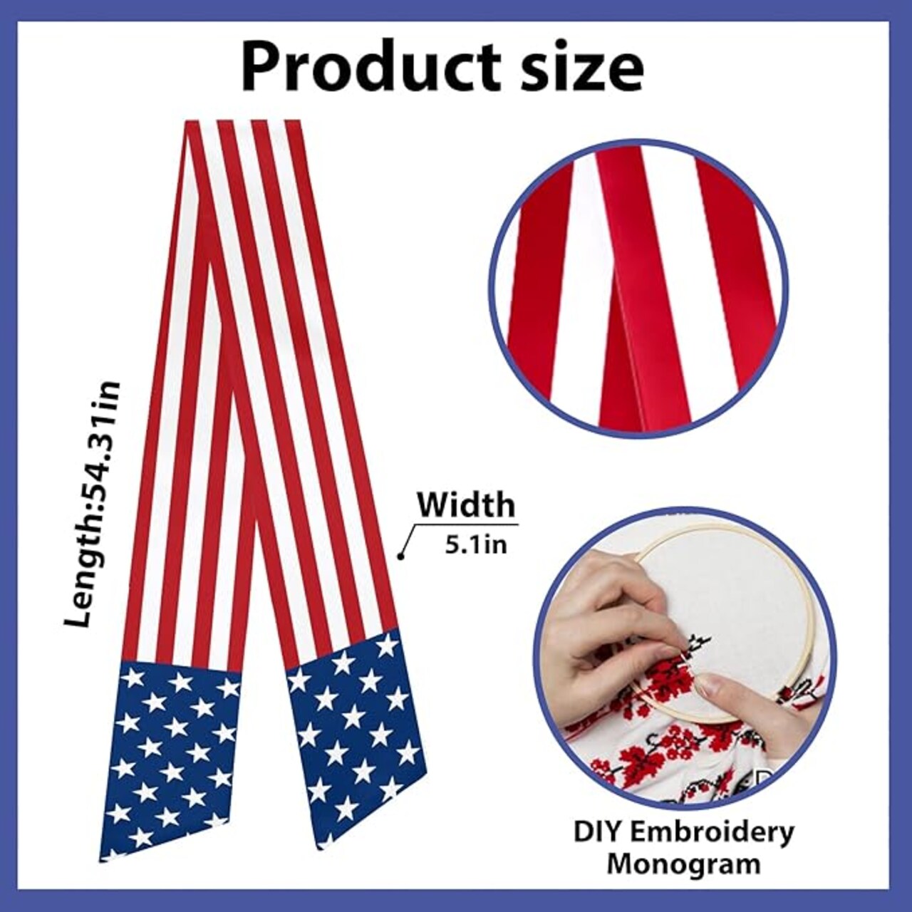 Veterans Day Patriotic Wreath Sash, American Flag Door Sash for Memorial Day, 4th of July & Labor Day Front Door Decor